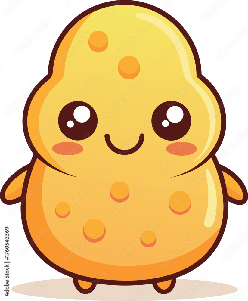 Fototapeta premium Cute Cartoon Potato with Smiling Face – Playful Anthropomorphic Vegetable Character in Warm Tones
