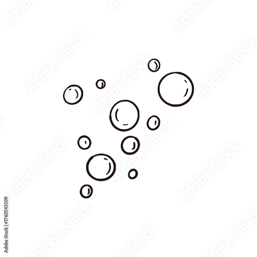 Vector illustration of air bubbles, all objects are hand-drawn in ink and translated into vector. For printing on paper and fabric, for the decoration of packaging, goods, books.