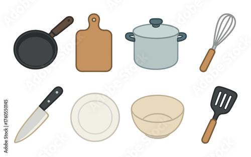 Collection of essential kitchen utensils for everyday cooking needs