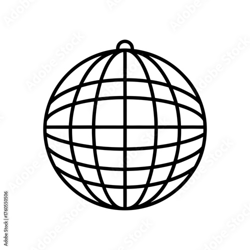 Outline of a globe with meridians and parallels lines on transparent background