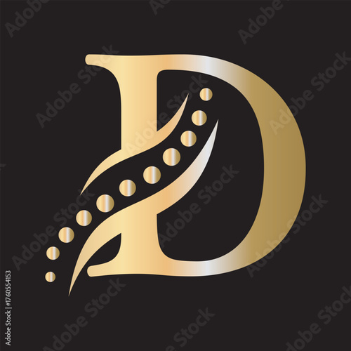 Initial Dna Logo combine with letter D vector template