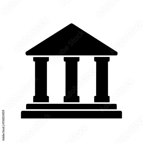 Illustration of a building with three columns black on transparent background