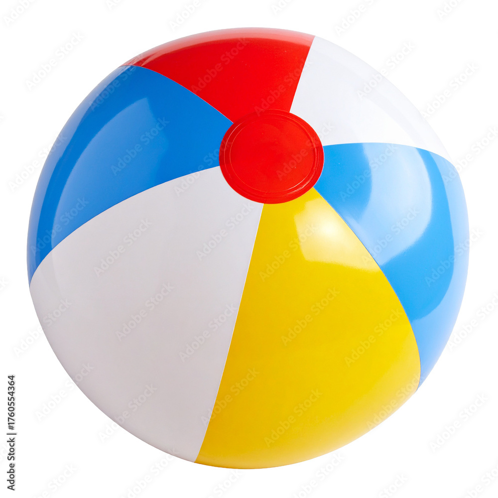Obraz premium PNG Vibrant Beach Ball: A playful beach ball with colorful segments, evoking memories of sunny days and seaside fun. 