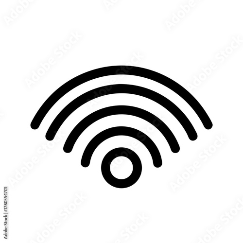 Black wifi symbol with concentric arc lines design on transparent background