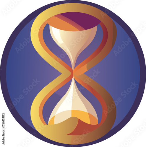Stylized Hourglass Illustration – Abstract Time Symbol with Gradient Colors and Circular Frame”