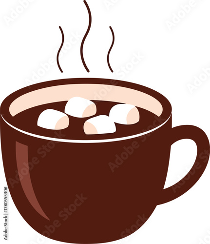Cozy hot chocolate drink with marshmallows steaming in a mug cozy winter beverage refreshment vector