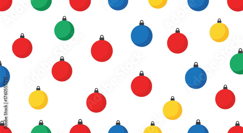 Colorful christmas baubles festive pattern seamless repetition holiday decoration vivid colors vector