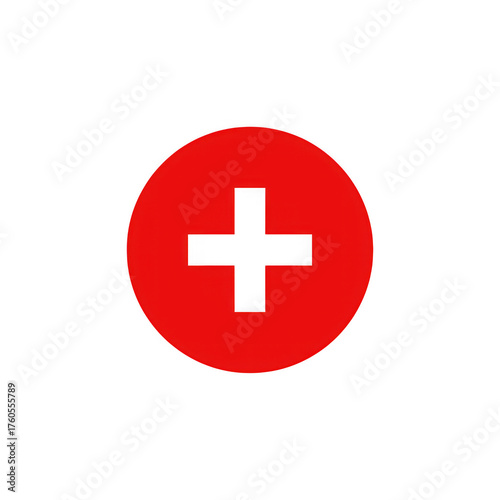 Red plus symbol inside a red circle isolated on transparent background