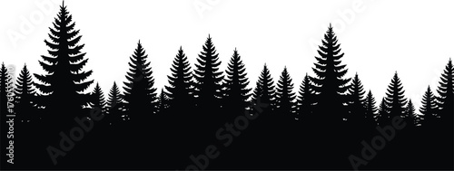 Seamless evergreen forest silhouette background natural landscape nature outdoors woodland panoramic vector