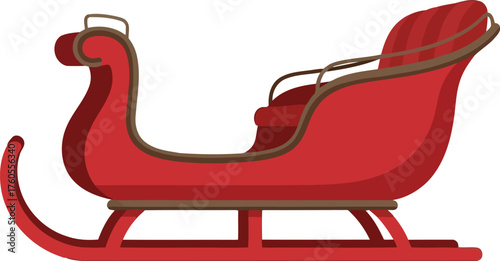 Red christmas sleigh object isolated festive holiday season winter transport celebration decoration vector