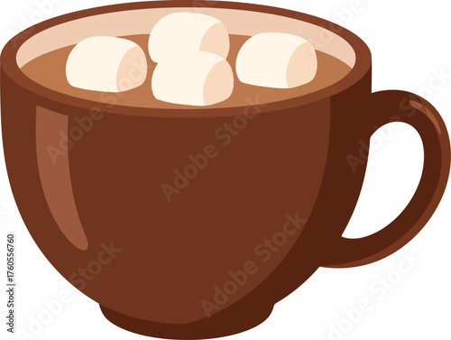 Cozy hot chocolate drink with marshmallows in a warm mug perfect for winter and cold weather vector