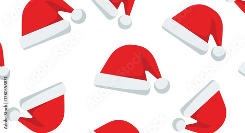 Seamless pattern red santa claus hats festive christmas holiday winter season celebration repeat vector