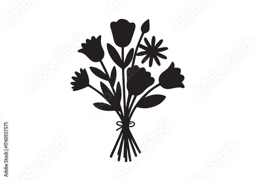 Flower bouquet icon, Flower bouquet solid vector