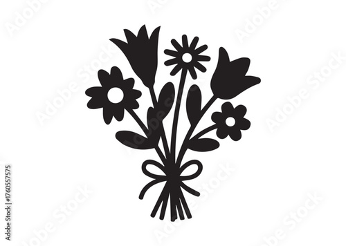 Flower bouquet icon, Flower bouquet solid vector