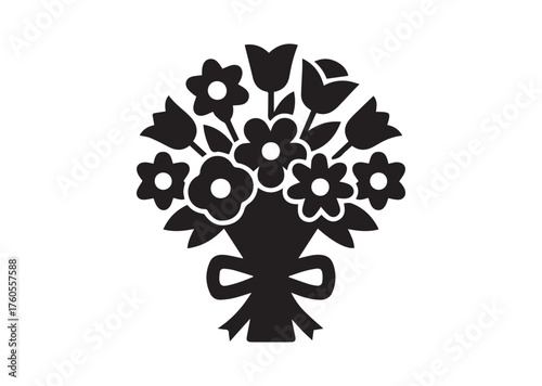 Flower bouquet icon, Flower bouquet solid vector
