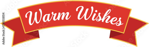 Festive red ribbon banner with elegant script text warm wishes for celebrations and greetings vector