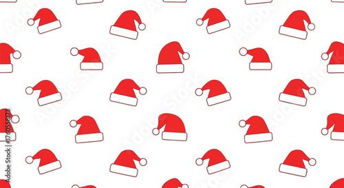 Seamless festive pattern of red santa hats for cheerful christmas and holiday designs vector