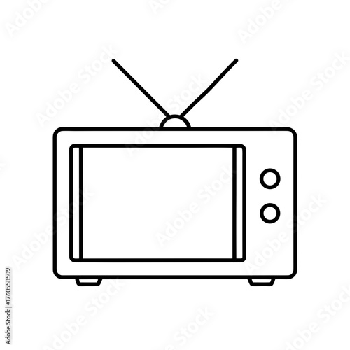 Illustration of a retro television with antennas on transparent background