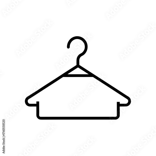Outline drawing of a clothes hanger on white background on transparent background