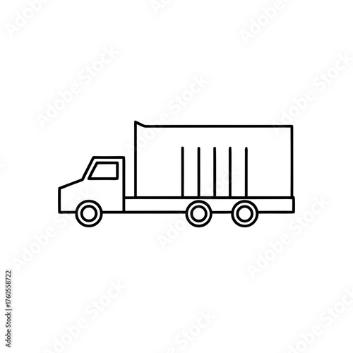 Outline illustration of a simple delivery truck on transparent background