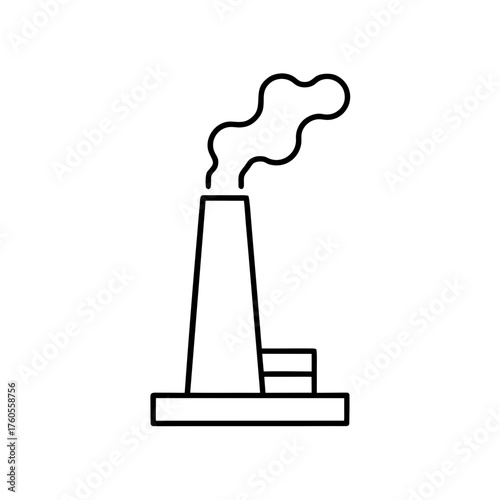 Outline of factory emitting smoke into the atmosphere on transparent background