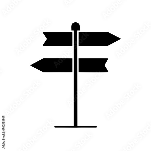 Directional sign with two arrows pointing different on transparent background