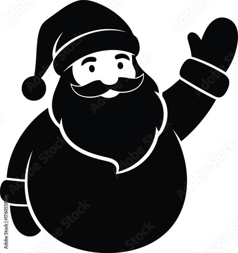 Friendly santa claus waving hand silhouette cheerful christmas character greeting festive holiday season vector