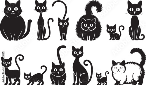 Black Cat Silhouette Collection For Halloween Holiday