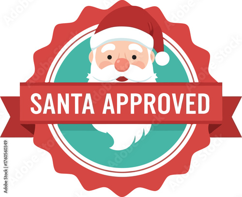 Santa approved stamp festive christmas seal icon holiday approval badge festive celebration seal vector