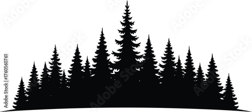 Abstract silhouette woodland landscape vector art forest trees nature scenery vector
