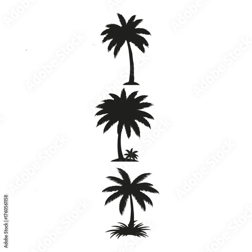 Palm tree silhouettes: Three stylized palm trees stand tall against a pristine canvas, each a unique embodiment of tropical allure.