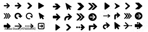 Various black arrow icons showing direction, navigation, and movement concepts for design purposes