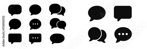 Various speech bubbles illustrating different conversation styles and forms of communication in a simple design