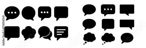 Various speech bubbles in different shapes and styles for communication design