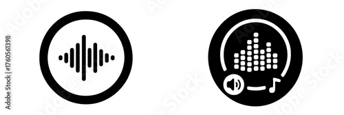 Sound wave and audio equalizer icons representing music and audio technology concepts