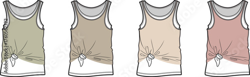 Trendy Sleeveless Tank Top Fashion Illustration Set Stylish Apparel Design Concepts