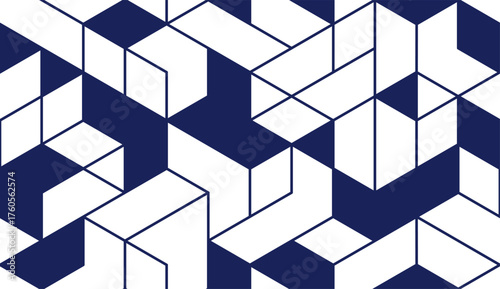 Cubes abstract architecture background, construction seamless pattern with 3D blocks, geometric linear polygon wallpaper, isometric cubic tiling pattern.