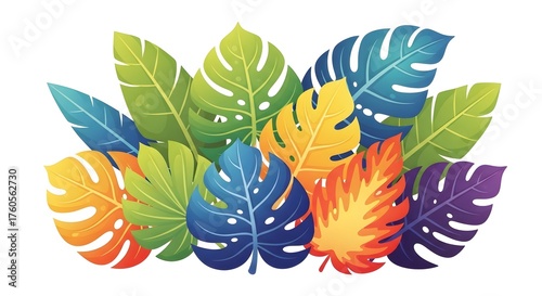 Vibrant Tropical Leaves Assortment Lush Greenery with Exotic Colors and Diverse Shapes