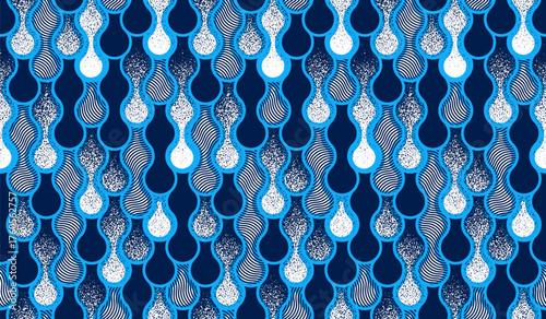 Runny water seamless pattern, vector waves lines geometric abstract background, liquid in motion endless wallpaper.