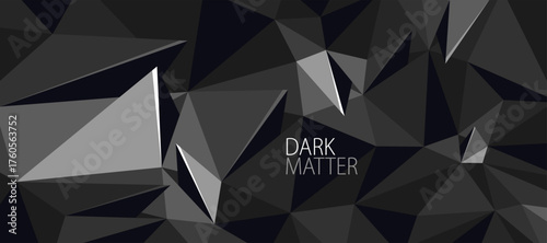 Tableau sur toile Low poly dark vector abstract background, 3D polygonal fractal wallpaper in dark monochrome greyscale colors, geometric surface of triangular structure