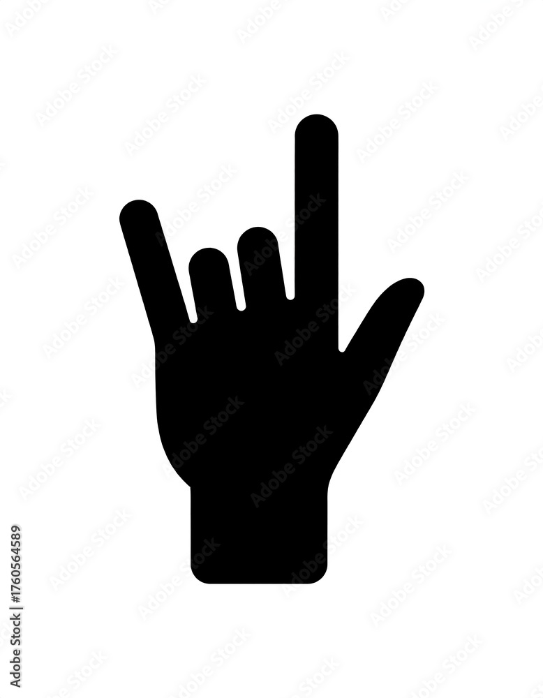 Obraz premium Silhouette of a hand gesture, black fingers raised, rock-and-roll symbol