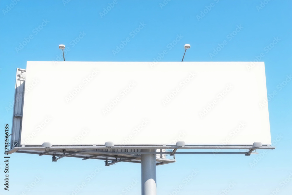 Obraz premium Big horizontal blank billboard on the blue sky background, mock up.