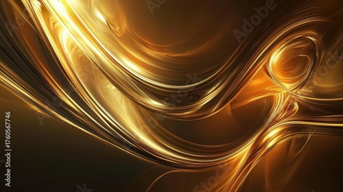 Panel kuchenny z motywem An abstract illustration featuring smooth, flowing golden waves with a mesmerizing sheen. The image captures a sense of motion and elegance with warm tones.