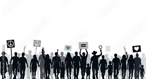 Activists Rallying with Signs in Urban Setting