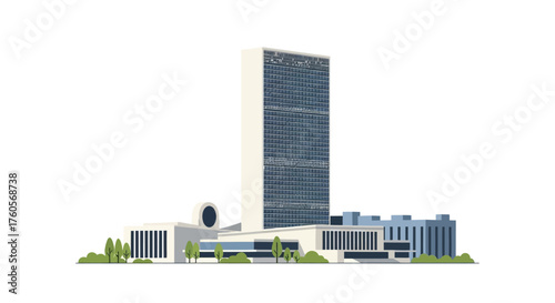 Architectural Marvel, Modern Building, Urban Environment, Illustration, Cityscape, Perspective, Innovation