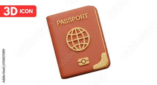3d passport icon for travel and identification PNG