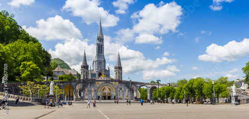 Wallpaper Mural Panorama of the square in front of the Notre Dame church in Lourdes, France Torontodigital.ca