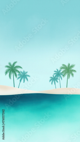 Wallpaper Mural Tropical beach with palm trees and calm turquoise water under clear sky Torontodigital.ca