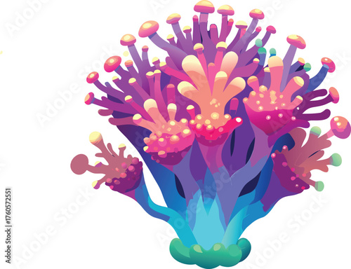 Colorful Coral or Sea Anemone – Stylized Underwater Organism Illustration”