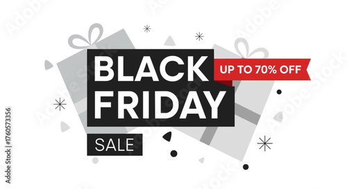 Black Friday Sale graphic banner with 70 off discount Promotion concept